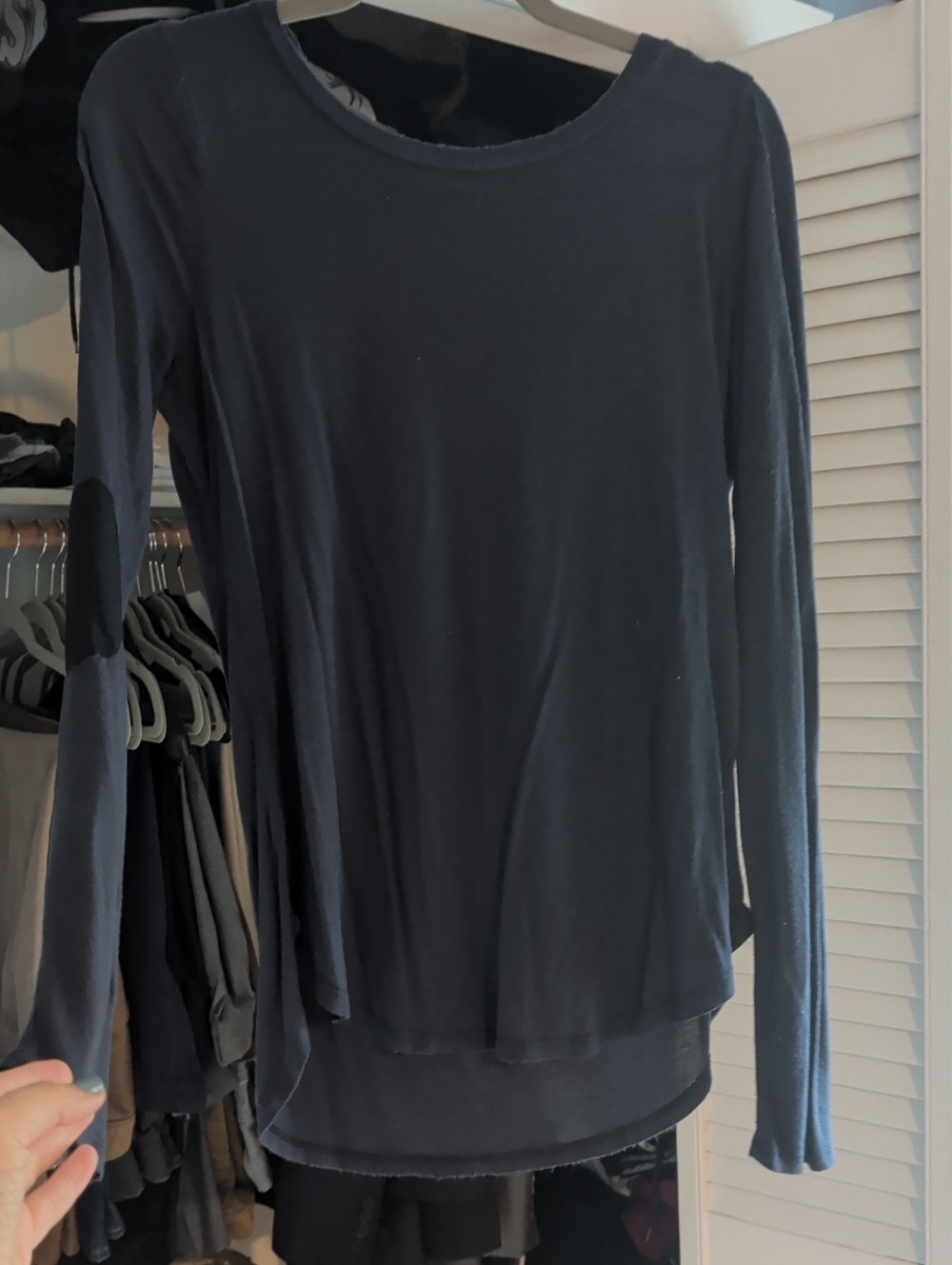 Anthropologie Navy Long-Sleeve Layered-Hem Tee